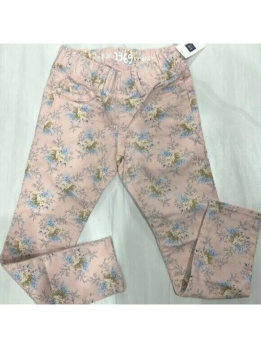 NWT Gap 1969 Girls Pink Floral Elastic Waistband Legging Jean Size 6